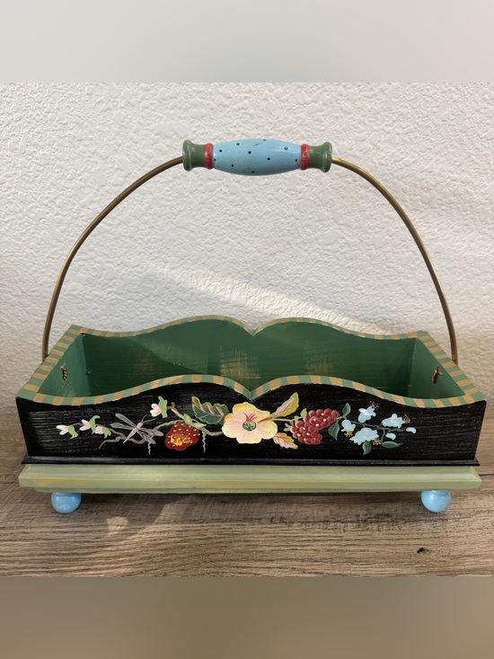 Tracy Porter Other - Tracy Porter The Home Collection Wooden Serving Tray Basket Garden Floral Snacks